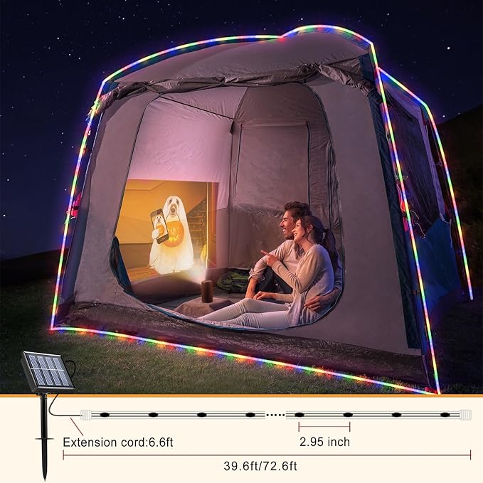 Multicolor Solar Rope Lights Outdoor Waterproof, 33FT 135 LED Solar String Lights for Outside 8 Modes, Solar Powered Fairy Lights for Pool Trampoline Garden Backyard Patio Tree Party Decorations