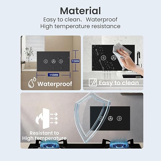 Smart Fan Switch Single Gang 2.4GHz Wi-Fi Touch Switch, Neutral Wire Required,Work with Smart Life/Tuya App and Alexa,Tempered Glass Panel,Black