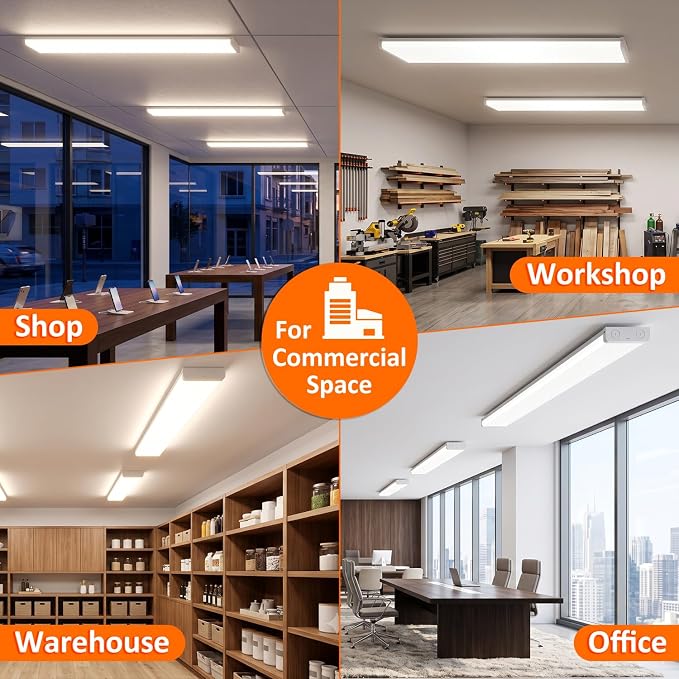 4FT LED Wraparound Light, ETL Listed 3 CCT & 3 Wattage Wrap Light Fixture, 75W/65W/55W 4000K/5000K/6000K Ceiling Light for Garage, Workshop, Closet, Kitchen, Shop, Laundry