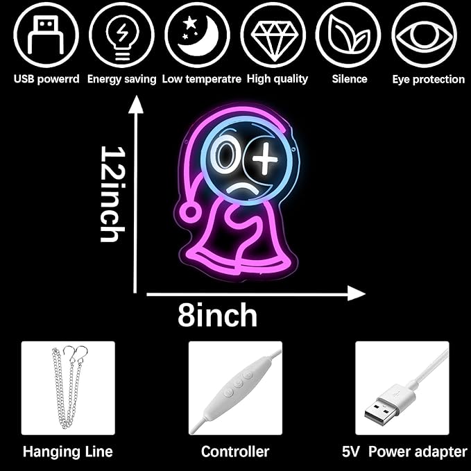 Anime Neon Sign Dandy Neon Sign for Wall Decor, Horror Game Light Sign Man Cave Dimmable LED Light for Bedroom Game Lover Room Bar, Christmas Birthday Gifts for Children