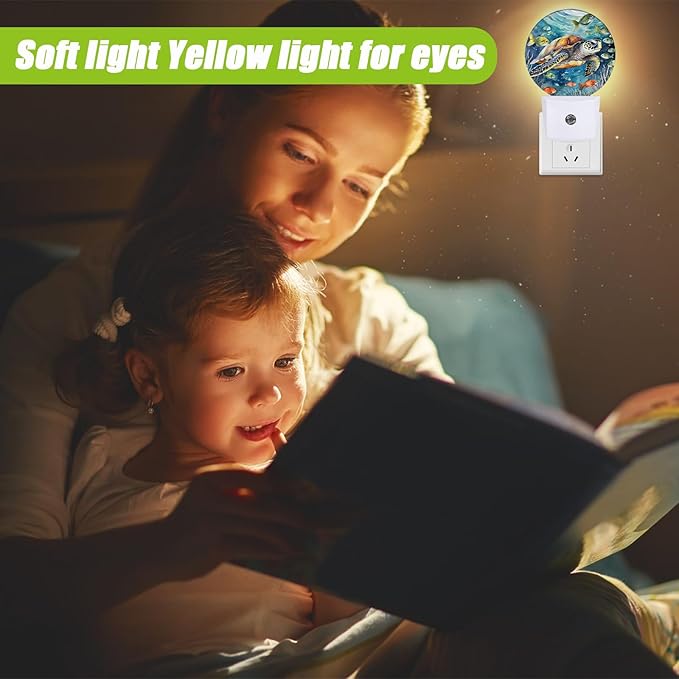 Sea Turtle Night Light,Underwater World Night Lights Plug into Wall for Kitchens Toilets Bedroom Decorative Half Round Nightlight Led Lamp 0.5W Sleep Friendly