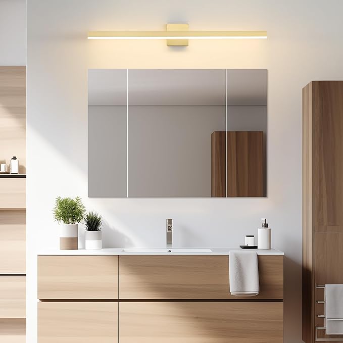 Gold Bathroom Vanity Light Fixture 39.4'' 20W Dimmable 5CCT LED Hardwired | Bathroom Light Fixture Over Mirror, Bathroom Wall Sconce, Rust-resistant, ETL Certificated, 2700K/3000K/3500K/4000K/5000K