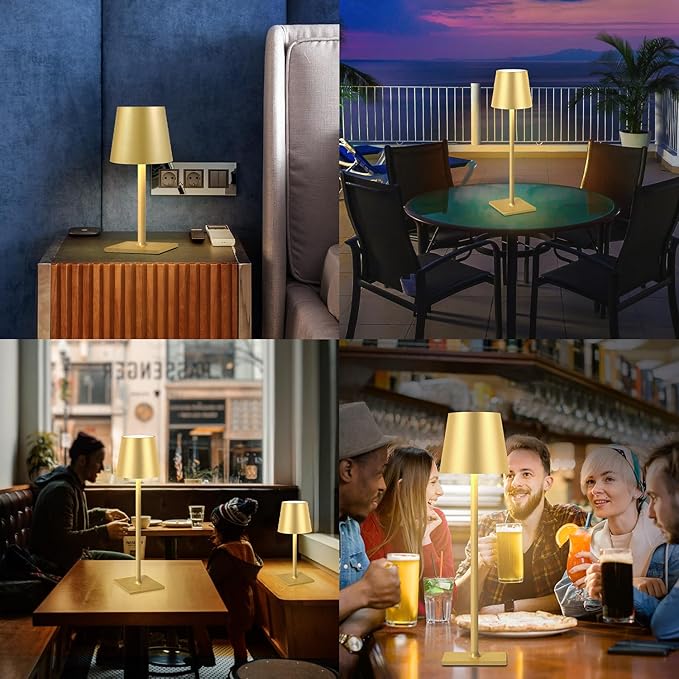 CHLORANTHUS 2 Pack Cordless Table Lamps, 3 Colors Stepless Dimming, 5000mAh Rechargeable Battery LED Desk Lamp for Bedroom/Couple Dinner/Desk/Cafe/Dining Room/Terrace
