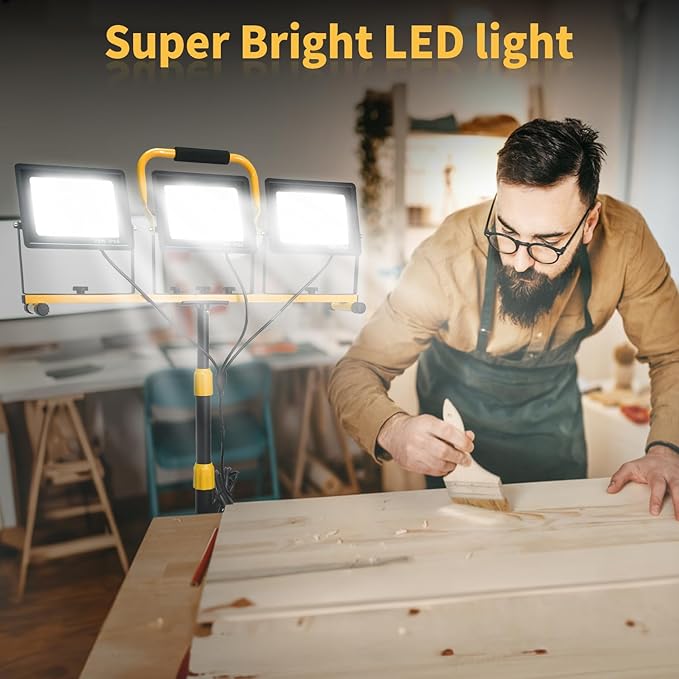 LED Light Work Stand: 21000LM Portable Lighting for Job Site, Construction & Garage Workshop-New,Black