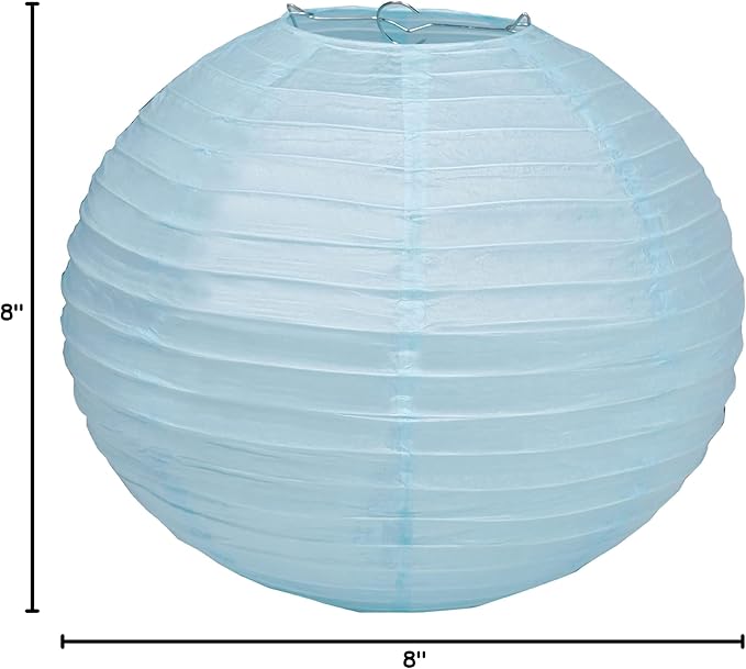 Pack Of 3 Round Paper Lanterns Lamp Wedding Birthday Party Decoration (Baby Blue, 8"/20CM)