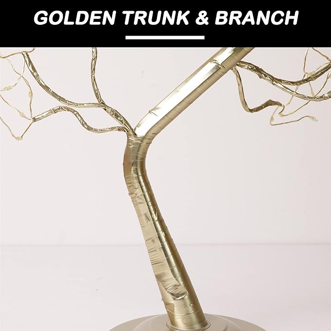 Fairy Light Tree 108 Led Twinkle Tree Fairy Light Spirit Tree Lamp Battery/USB Operated 6 Hours Timer Function with 8 Lighting Mode Golden Adjustable Branches Home Decoration (Warm White)