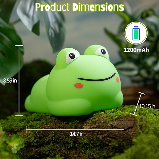 Cute Frog Night Light for Kids, 7 Color Touch Control Silicone Animal Night Light, 3-Level Dimmable Lamp, Rechargeable Squishy Lamp with Timer, Frog Gift for Toddler Boys Girls Christmas Decor (Frogs)