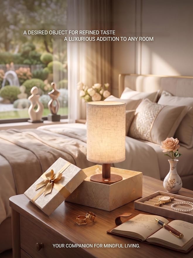 Rechargeable Cordless Table Lamp – 4000mAh Battery Bedside Lamp, Mini Touch Control Dimmable LED Light with 3 Color Modes, Portable Night Light for Bedroom, Dorm, Living Room, Desk, Sofa Side