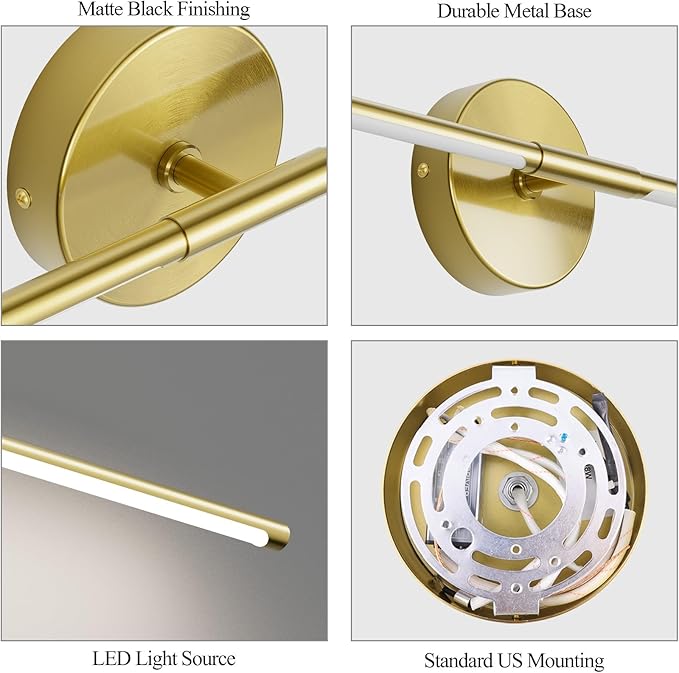 Modern Gold Vanity Light Fixture 40Inch 5000K Hardwired Bathroom Light Over Mirror 360° Rotatable Bathroom Sconce(White Light)