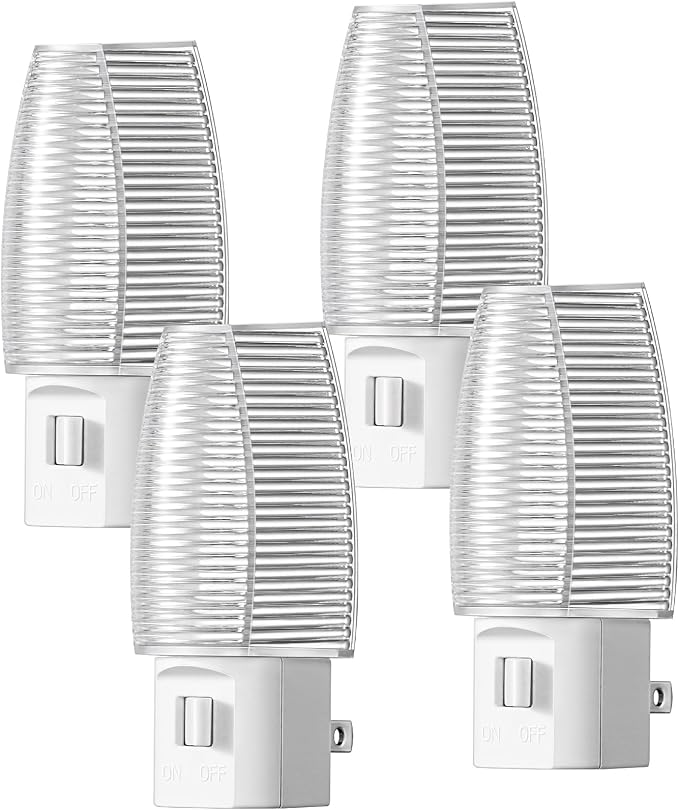 DEWENWILS Plug in Night Light with Switch, Manual ON Off LED Nightlight for Kids, Nursery, Bedroom, Bathroom, Hallway, Stairways, Corridor, Garage, Warm White, 4 Pack | 4 Pack, Warm White, Ideal for Bathroom, Kids, Nursery, Bedroom, Hallway, Stairways,...