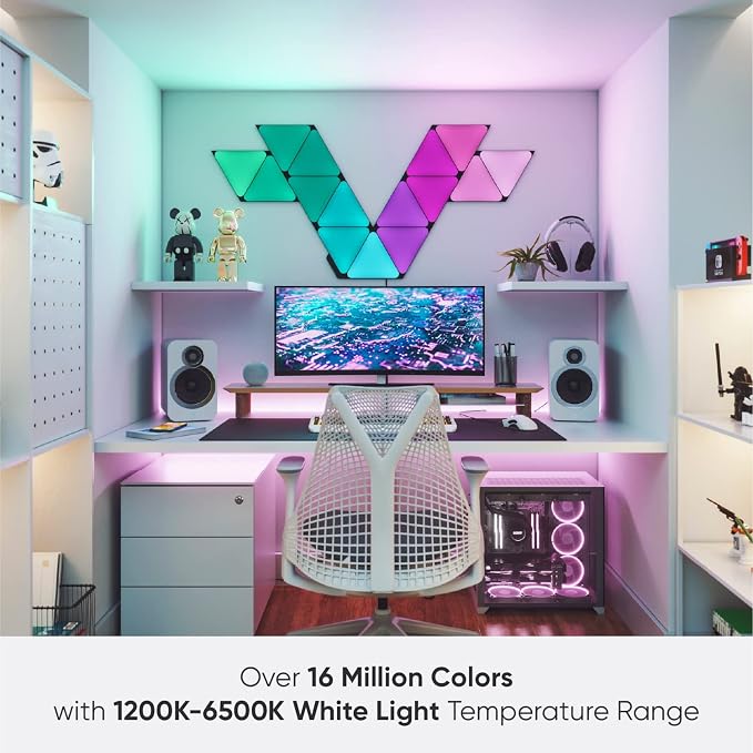 Nanoleaf Shapes Triangle Lights, Smart RGBW LED Wall Light Panels, 15PK | Compatible with Alexa Google Assistant, Home Wall Decor for Living Room with Music Sync, Smarter Kit