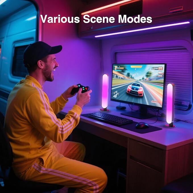 LED Light Bar, Music Sync RGB Light Bar, USB Ambient Lamp, Color Changing Gaming TV Backlight with Remote Control, 15 Dynamic Modes for Room (App Control)