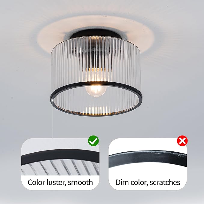 MAYNA Modern Black Semi Flush Mount Ceiling Light Fixture, 1-Light Hallway Light Fixtures Ceiling Mount, Kitchen Lighting Fixtures Ceiling Lights for Bedroom Bathroom Dining Room Entryway