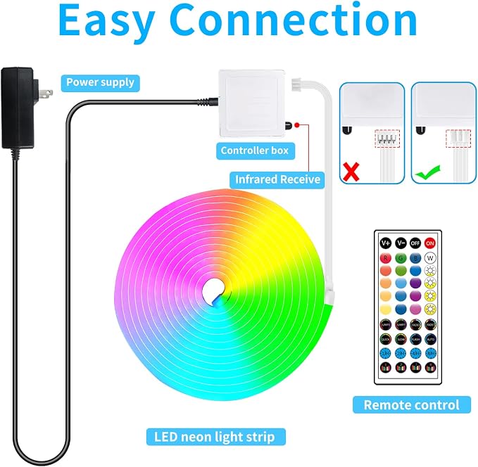 LED Neon Rope Lights 32.8FT,IP65 Waterproof LED Strip Lights, Music Sync LED Lights with Remote and APP Control,24V RGB LED Rope Lights for Bedroom,Holiday Decoration(with Snap &Screws) | Music Sync LED Lights with Remote and APP Control,RGB LED Rope L...
