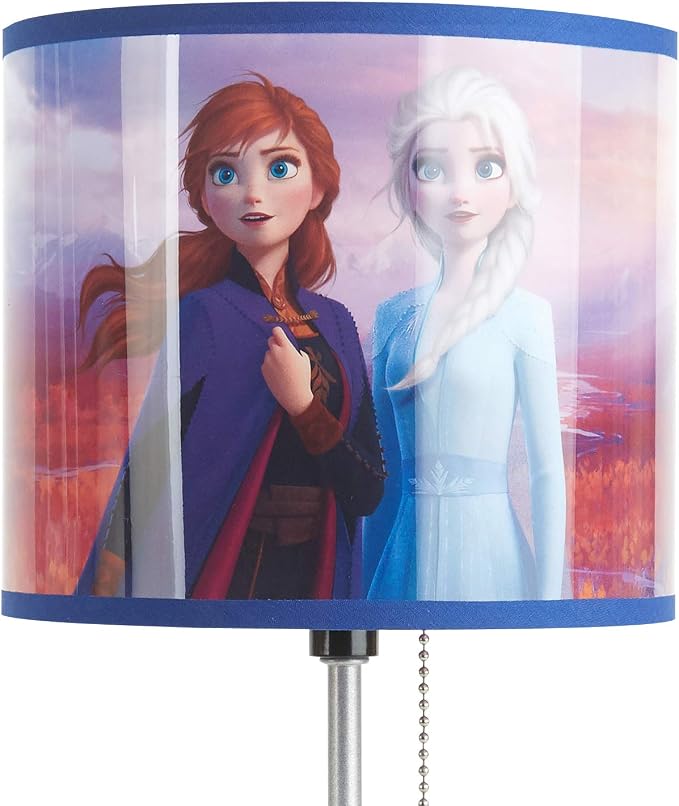 Frozen 2 Stick Table Kids Lamp with Pull Chain, Metal, Themed Printed Decorative Shade