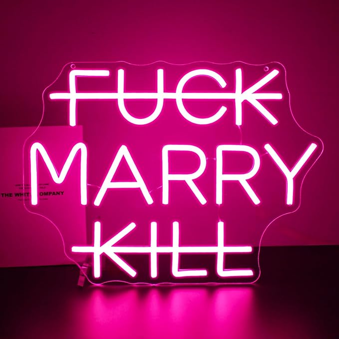 Marry Neon Sign, HSJNJKFU Pink LED Light Neon Signs for Wall Decor Wedding, Proposal, Anniversary, Celebration, Party, Room Decor, Bar Beer Signs for Man Cave - USB Powered