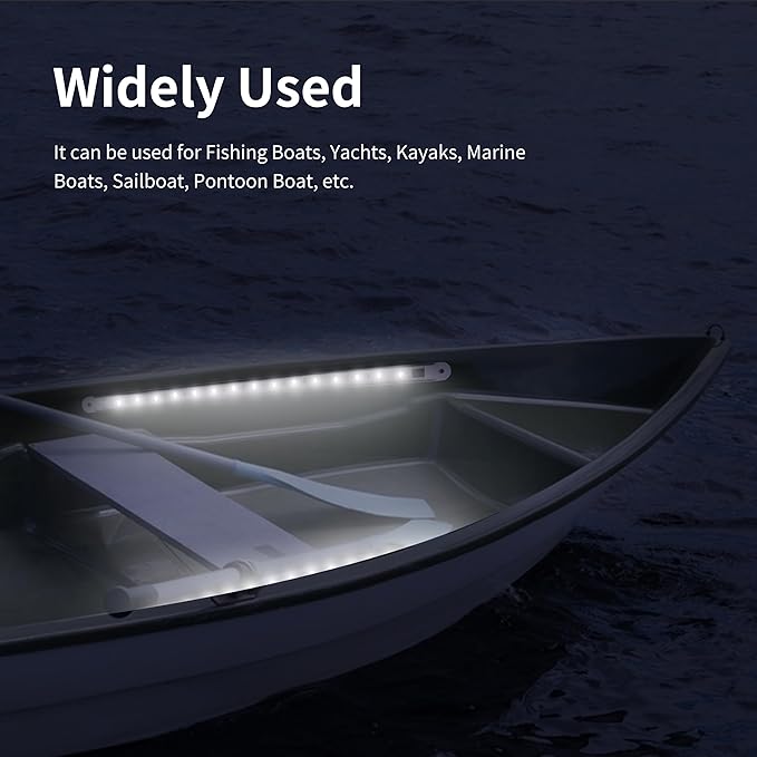 RVZONE LED Boat Interior Lights, Boat Led Strip Lights Marine Led Lighting Waterproof Strip Night Fishing Lights for Yacht Fishing Pontoon,2 Pcs