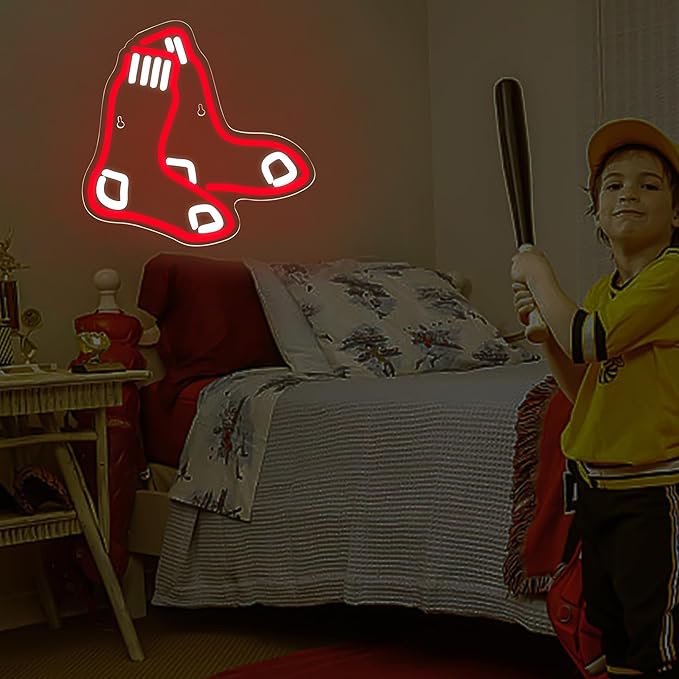 Baseball Neon Sign for Wall Decor Baseball Team Logo Neon Light for Man Cave LED Sports Light Sign for Boys Room,Club,Man Cave,Bar,Party,Christmas Birthday Gifts for Men,Boys,Teens,Size 12*11.7in(FMXD163)
