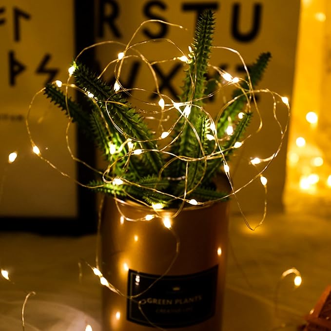 12 Pack Fairy Lights Battery Operated, 7FT 20 LED Mini String Light | Warm White Waterproof Silver Wire Twinkle Christmas Lights Ideal for Wedding Centerpieces, Mason Jars, Party Holiday Decor