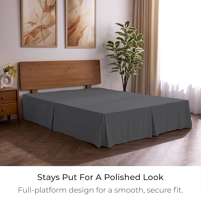 Mellanni Bed Skirt Full Size - Tailored Drop Bed Skirting | 15-Inch Pleated Dust Ruffle - Hotel Luxury Bedding - Wrinkle, Fade, Stain Resistant - 1 Bedskirt (Full, Gray)