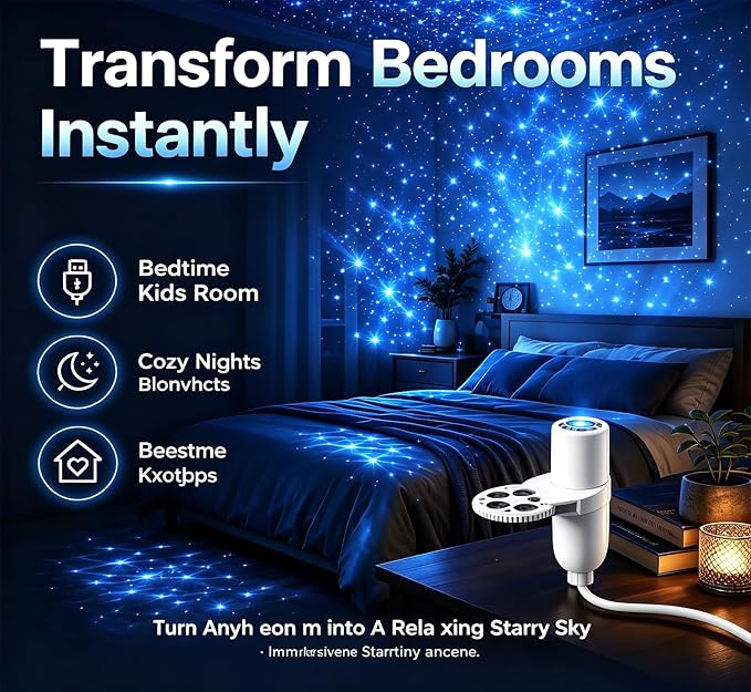 Ocean Projector, Ocean & Galaxy Night Light for Bedroom, Car(15 Patterns) | LED Starry Sky Lamp with 360 Degree Flexible Gooseneck for Home Decor Sleep Mood Lighting