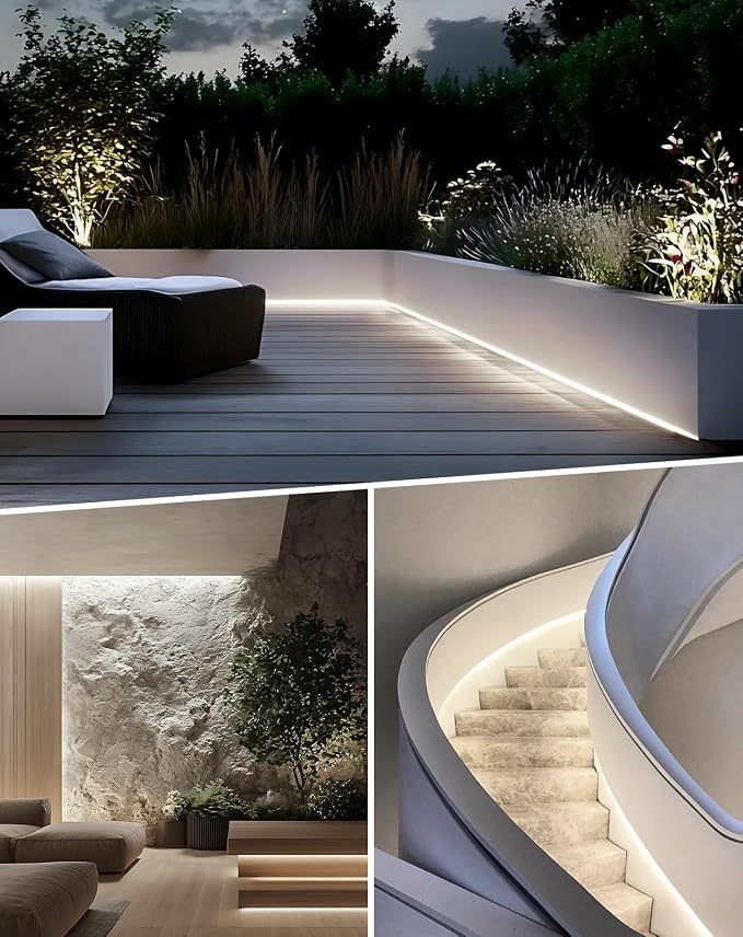 LED Neon Rope Lights AC 120V, Expandable & Cuttable 120LEDs/M Bright Strip Lighting, ETL Cold-Resistant & IP65 Waterproof for Indoor Outdoor, 8x16mm, 6300K Cool White, 98.4ft