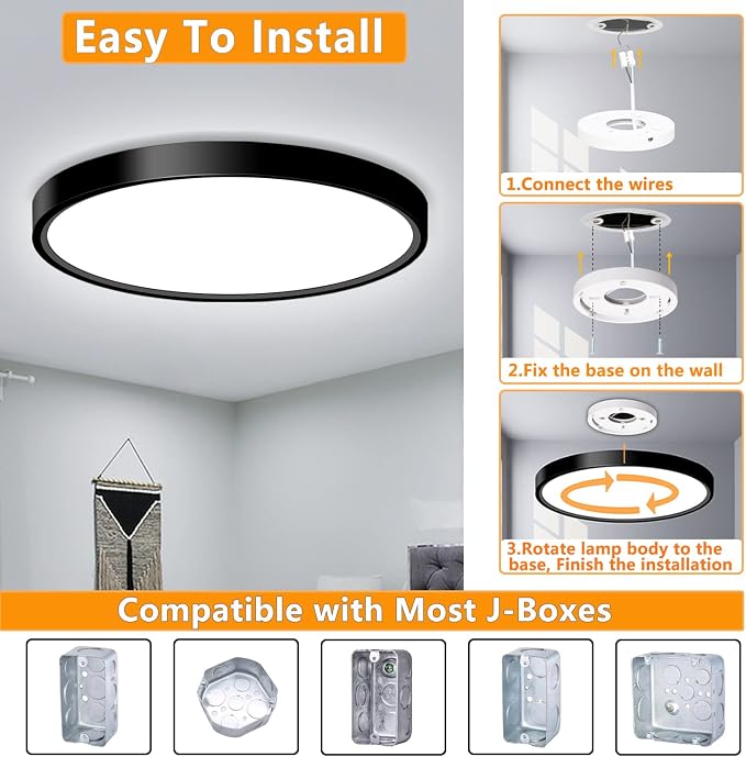 4 Pack Flush Mount LED Ceiling Light Fixtures 9 Inch Light Fixtures Ceiling | 18W 5000K Low Profile Slim Flat Surface Mount Ceiling Lights for Kitchen Hallway Laundry Stairwell
