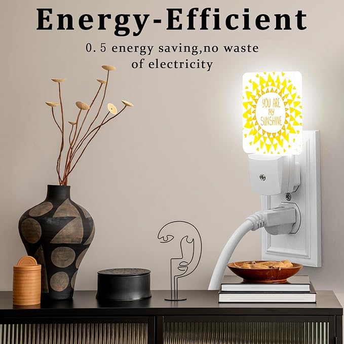 Boho Sun Shine Night Light, Plug-into Wall Nightlight Lamp with Dusk to Dawn Sensor, Led Lamp 0.5W Energy Efficient for Boys Girls Adults Home Decor