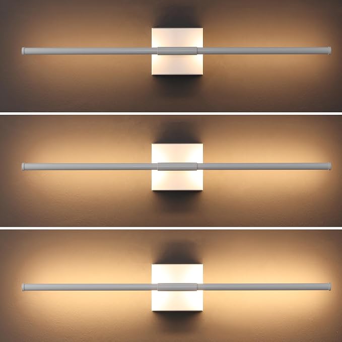 JONATHAN Y Makena 28" 1-Light LED Wall Sconce, White | Dimmable, Modern, Integrated 12W, Hardwired, Sleek Metal, Ambient, Bathroom Mirror, Bedroom, Hallway, Vanity Mount