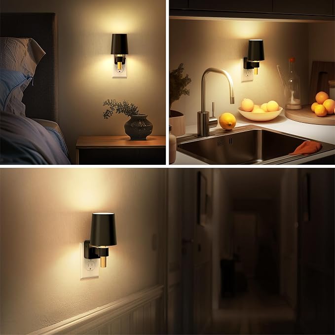Night Light Dimmable Night Lights Plug into Wall Soft White 3000K | Dusk to Dawn Sensor, 0-100LM, Plug in NightLight, Vintage Night Light Compact for Hallway Bedroom Stairway