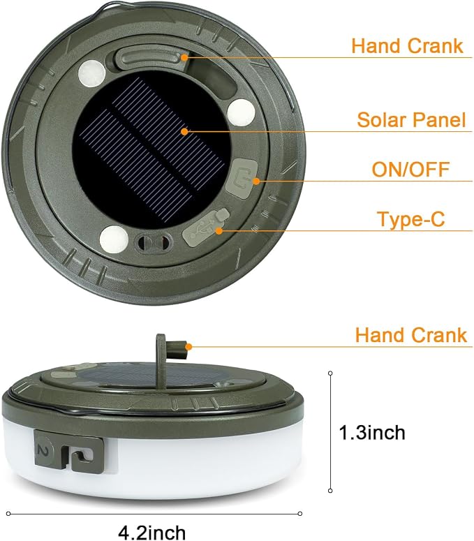 2-in-1 Solar Camping Lights String: 5 Modes IP65 Waterproof - 1200mAh Battery USB/Solar Charging for Outdoor Tents RV Hiking - Backyard Party Decor - 29.52ft