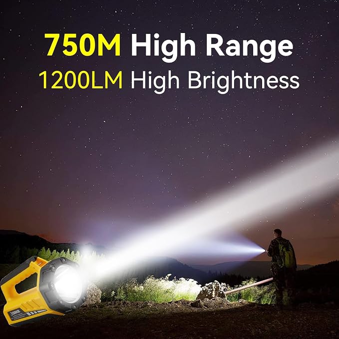 SUNREI 1500LM Rechargeable Box Flashlight, 10400mAh Emergency Lantern | IP67 Waterproof Portable Light with 8 Modes for Home Power Outages, Hurricane Emergencies, Outdoor Hiking & Camping