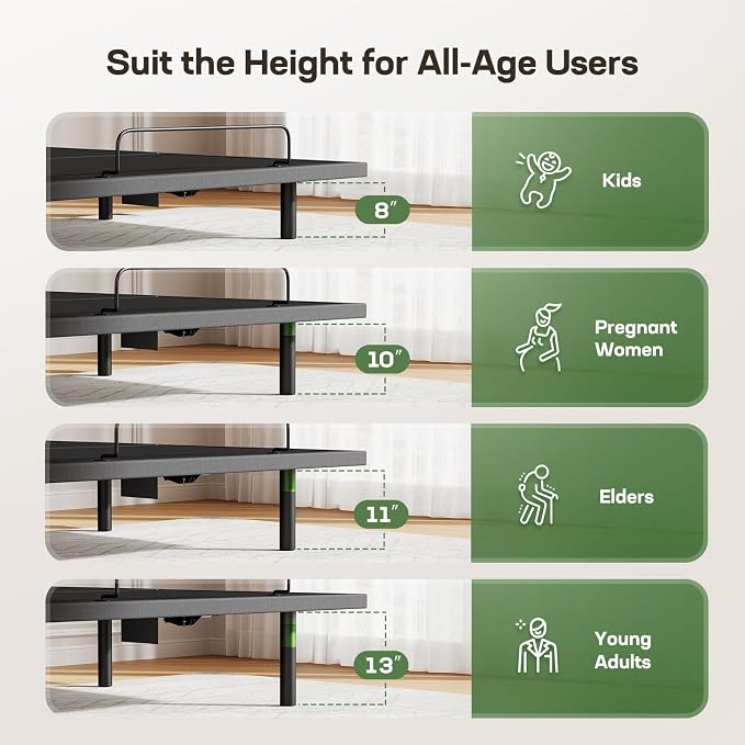 Marsail MS01 Queen Adjustable Bed Base Frame, 4 Ports USB A&C Adjustable Bed Base with Under-Bed Nightlight, 3 Minutes Fast Assembly, Wireless Remote Control Adjustable Bed