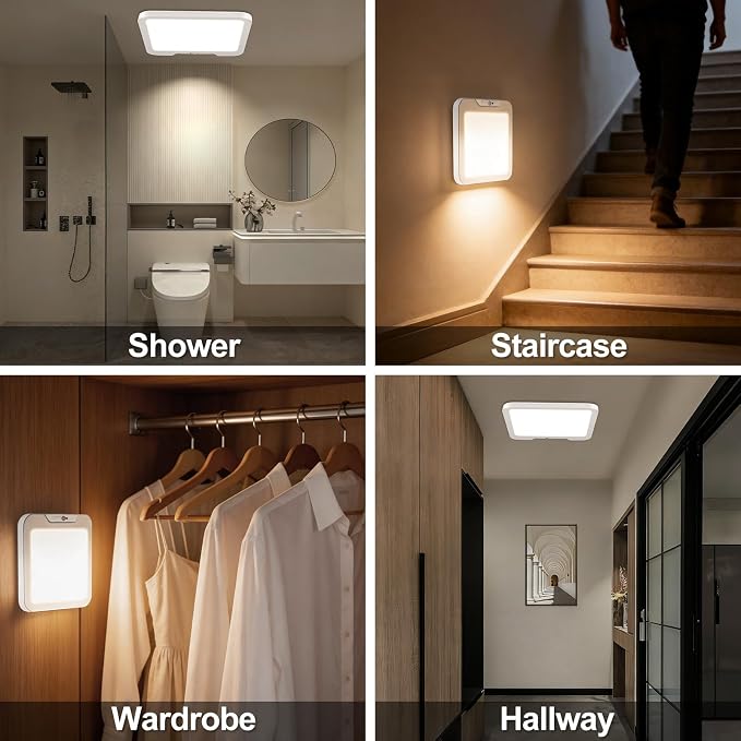 Rechargeable Motion Sensor Ceiling Light with Remote,Square-8.27in,1 Pack | Wireless Magnetic Closet Light 3 Color Dimmable Battery Operated Ceiling Lights for Pantry Shed Hallway Porch Garage Stairs