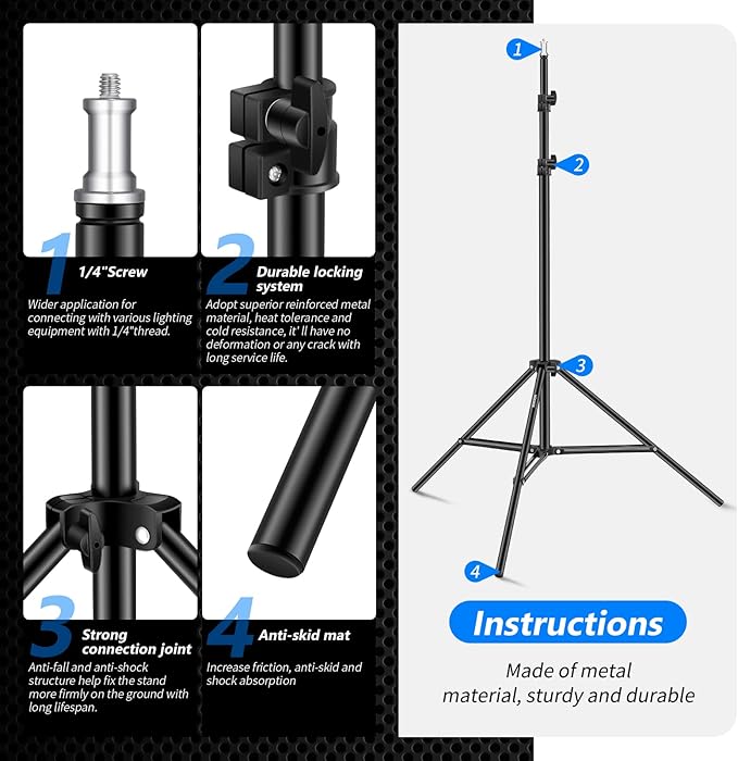 Neewer 75"/6 Feet/190CM Photography Light Stands for Relfectors, Softboxes, Lights, Umbrellas, Backgrounds