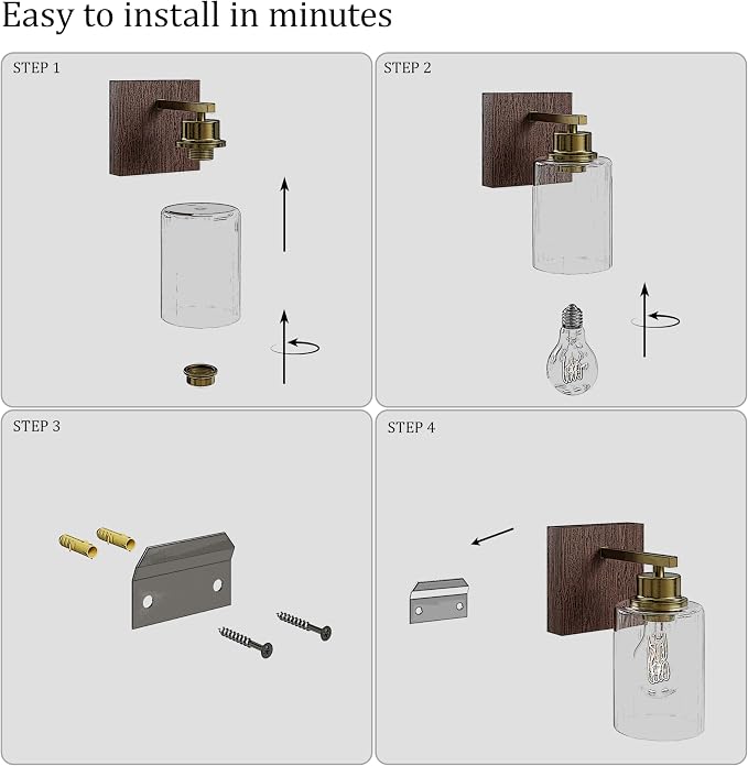 Rayogale Wireless Battery Operated Wall Sconce Set of 2 with Remote Control | Black & Gold Dimmable Rechargeable Wall Lights with Timer, Easy Install Glass Lamp for Living Room Bedroom, Emergency 3000K