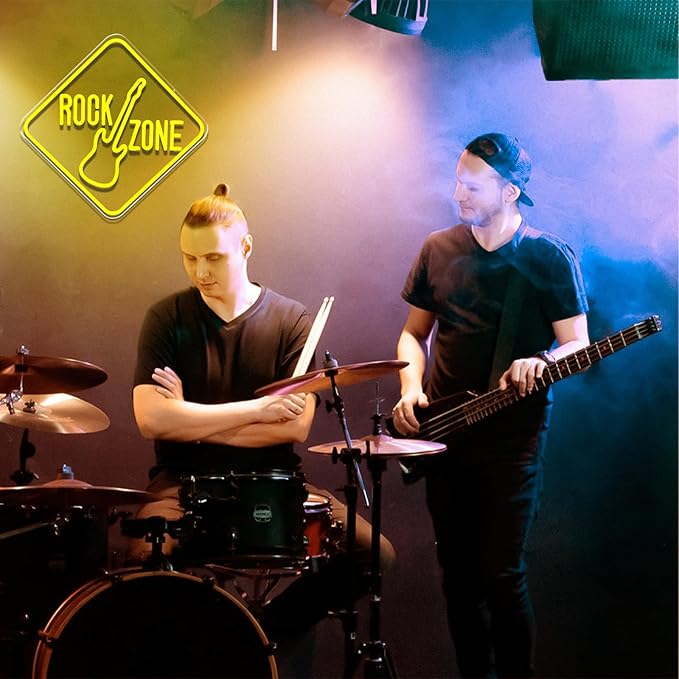 Guitar Rock Zone Neon Sign for Wall Decor Dimmable LED Music Neon Light USB Guitar Light Up Sign for Live Music Room, Band Studio, Concert Halls, Bars, Bedroom, Game Room, Man Cave, Party
