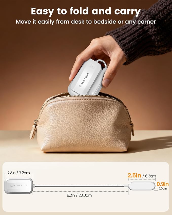 Glocusent 20 LED Reading Lights for Books in Bed, Eye Caring Reading Light | 5 Colors & 5 Brightness 3–100LM Dimmable, 1200mAh Rechargeable Book Light to 90H, Lightweight Clip on Light for Book Lovers