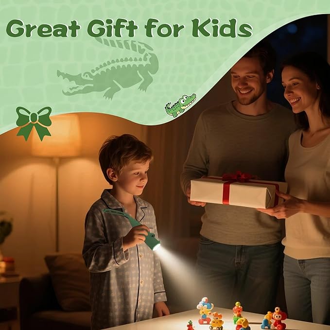 Kids Silicone Flashlight, Dimmable Flashlight for Toddlers Kids Boys Girls, Rechargeable Hanging Night Light for Camping, Night Walks and Home Use, Fun Animal Themed Portable Torch