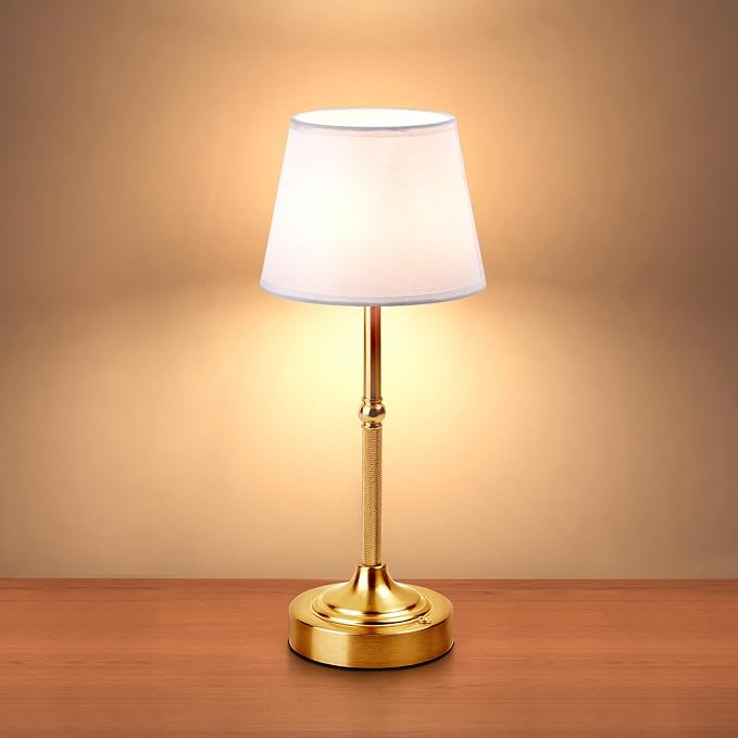 LUTEC Cordless Table Lamp, Battery Operated Lamp with 3 Color Temps and Stepless Dimming, 5200mAh Portable Rechargeable Table Lamp for Restaurant/Bedroom/Bars/Outdoor (Brushed Gold)