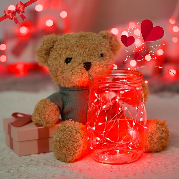 JMEXSUSS 200 LED Red Fairy Lights, 66 ft 8 Modes Red Christmas Lights Indoor Plug in with Wheel, Remote Control Twinkle String Light Outdoor for Christmas Decor