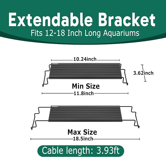 24/7 LED Aquarium Light for 12-18 Inch Plant & Fish Tank IP68, 12-Color & Gradient & Full Spectrum with Sunrise-Daylight-Moonlight, Auto On/Off, Brightness, Extendable Brackets for Freshwater