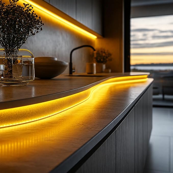 LED Strip Lights 24V COB Gold Yellow Dimmable led Lighting16.4ft (Kit) | Super Bright, Dotless High Density 7.2W/m, 8mm Width Cuttable Flexible, Home DIY Commercial Decoration
