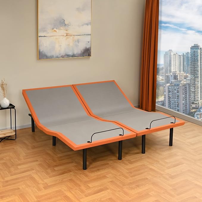 Split King Adjustable Bed Frame - Adjustable Bed with Massage, 3000 Series | Wireless Remote, Foot&Head Incline, Zero Gravity, Dual USB Ports, Under Bed Light