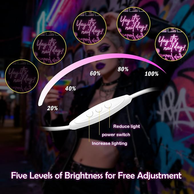 Yay It's Nail Day Neon Sign Pink LED Sign for Nail Salon Beauty Room | Dimmable Nail Day Sign for Girls Bedroom Nail Technicians Beauty Lovers Nail Workspace Nail Station Manicure Room Makeup Room