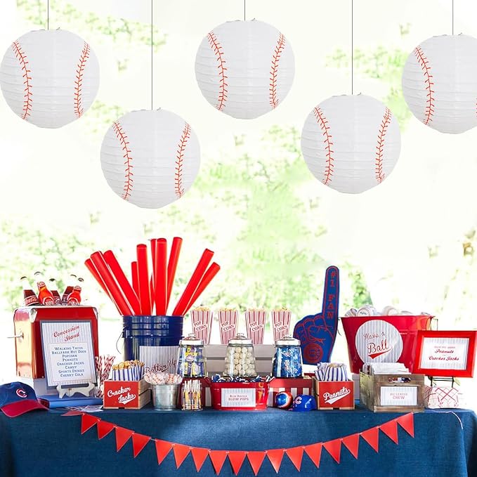 BEISHIDA 8Inch Baseball Paper Lanterns 12Pack Hanging Round Chinese Lantern | Paper lanterns party decorations,Chinese/Japanese Paper Lanterns,Birthday,Wedding,Christmas,Home decorative outdoor