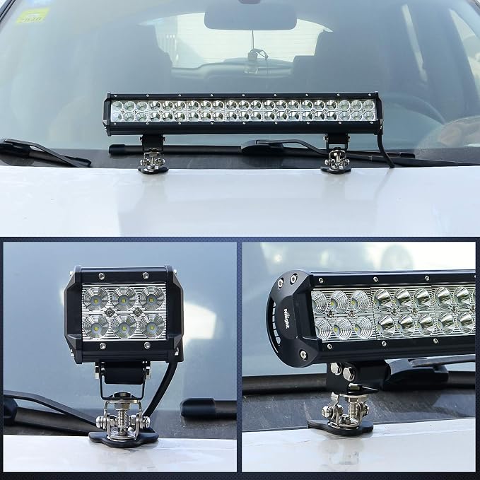 Nilight 2PCS Universal Adjustable LED Pod Light Mount Brackets | Pillar Hood Clamp Holder for Off Road Work Lights and Light Bars on Truck SUV Vehicles Silver