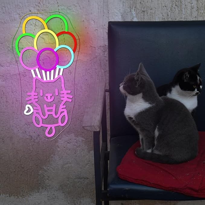 Ball Cat Neon Sign Wall Decor Ball Cat Neon Light Bedroom Wall Decor Suitable for Classroom Book Party Library Decoration Reading Room Bookish Decor Gift