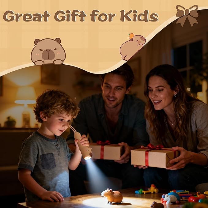 Silicone Capybara Flashlight, Rechargeable Hanging Night Light for Camping, Night Walks and Home Use, Animal Themed Themed Portable Torch