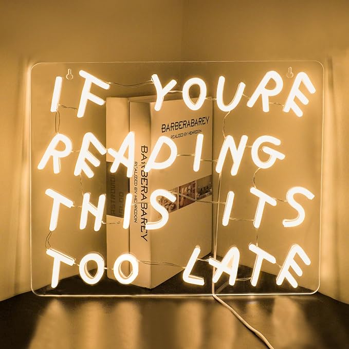 If You’re Reading This Neon Sign Dimmable Funny LED Light Up Sign | Funny Quote Neon Light Wall Decor for Bedroom, Home Bar, Coffee Shop & Office Decor, USB Powered LED Sign, Easy Wall Mount